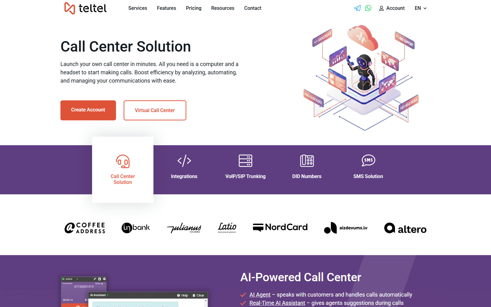 TelTel website screenshot